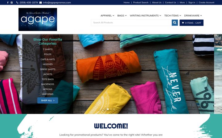 Screenshot of agapepromos.com
