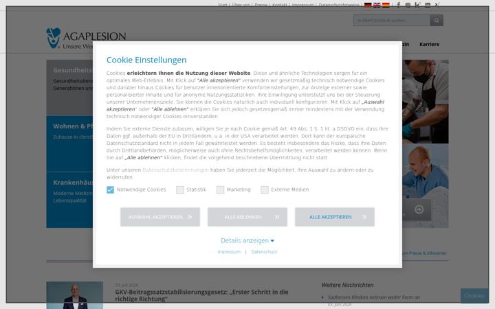 Screenshot of agaplesion.de