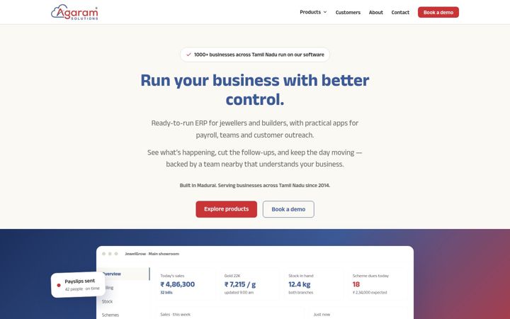 Screenshot of agaramsolutions.com