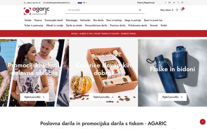 Képernyőkép: agaricpromogifts.si