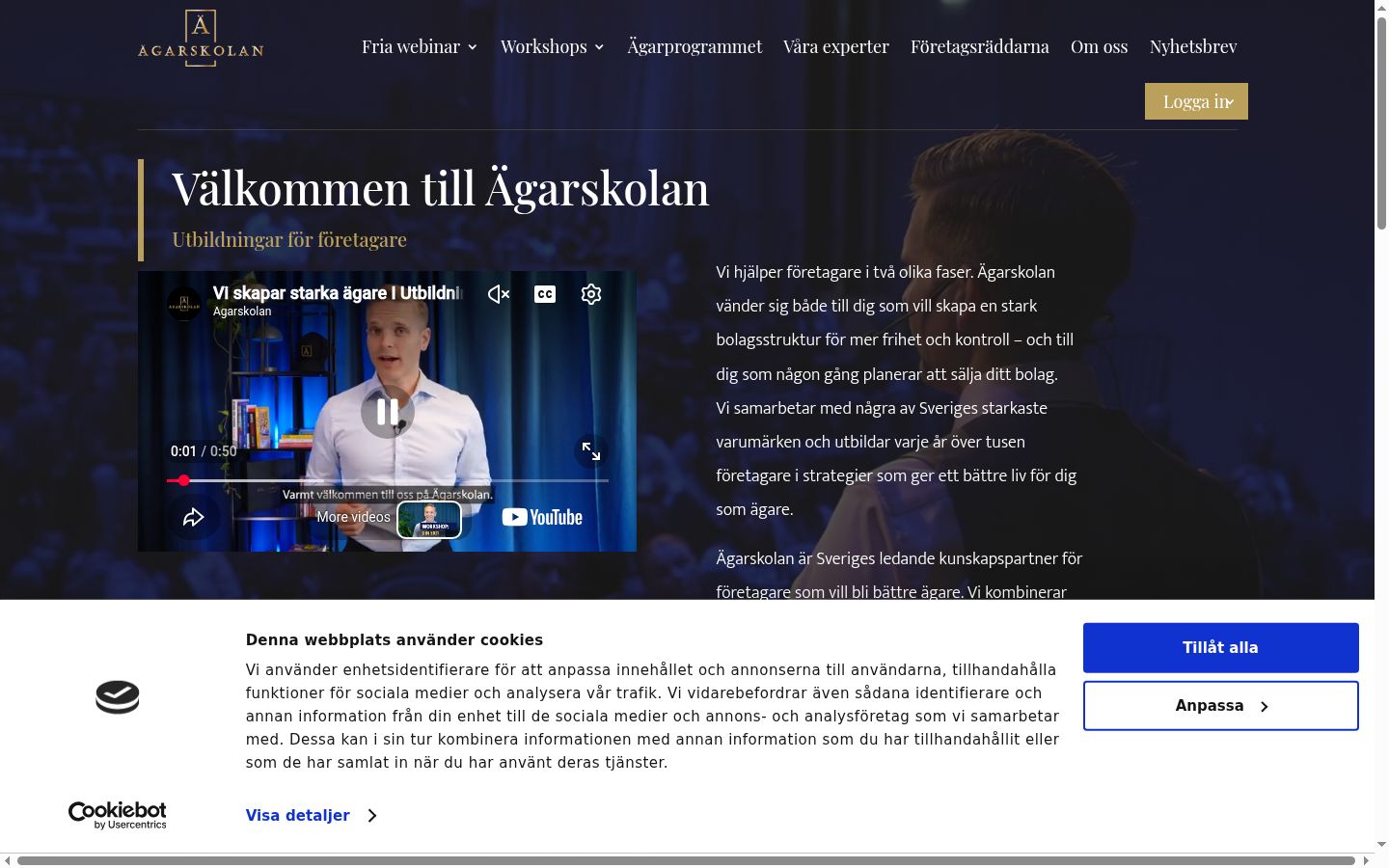 Screenshot tal-banner tal-kunsens muri qabel kwalunkwe interazzjoni