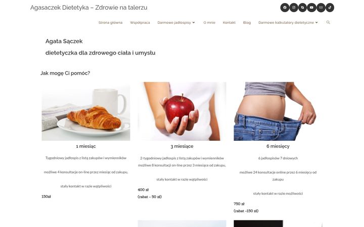 Screenshot of agasaczekdietetyka.pl