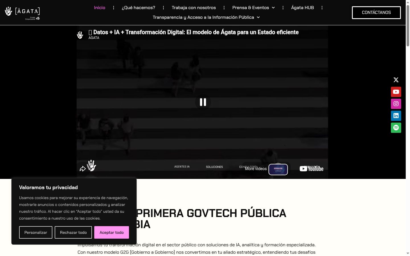 Screenshot of the consent banner shown before any interaction