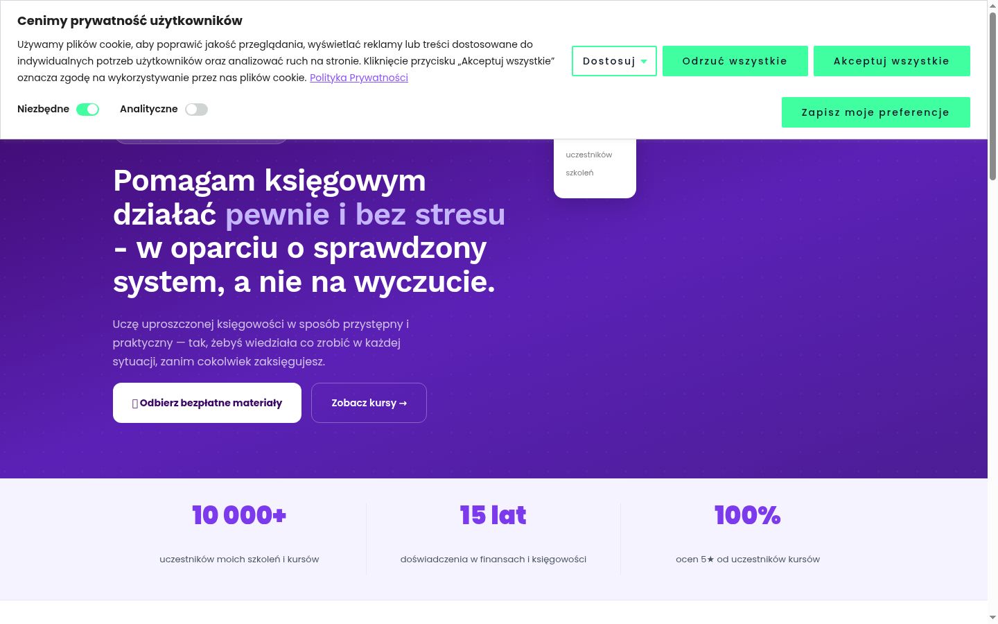 Screenshot del banner di consenso mostrato prima di qualsiasi interazione