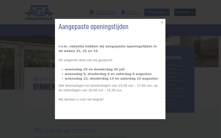 Snímek obrazovky agaterras.nl