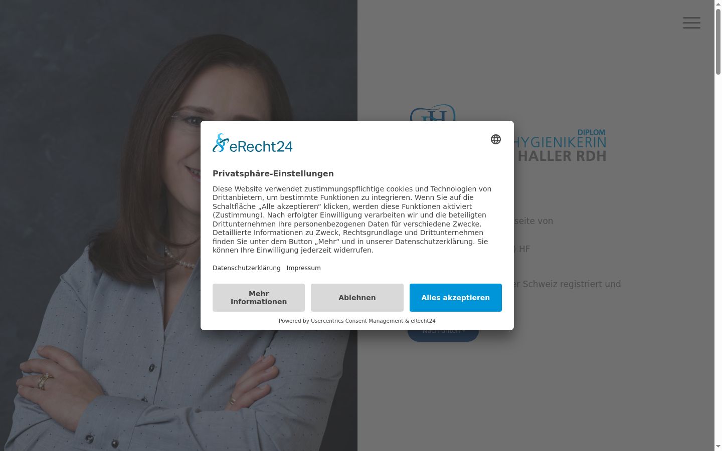 Screenshot des Einwilligungsbanners vor jeglicher Interaktion