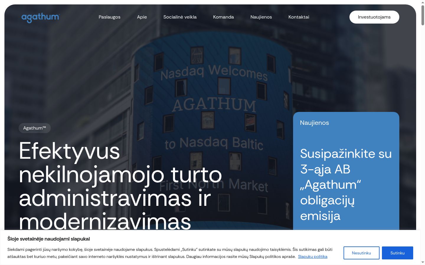 Sutikimo reklamjuostės, rodytos prieš bet kokią sąveiką, ekrano kopija