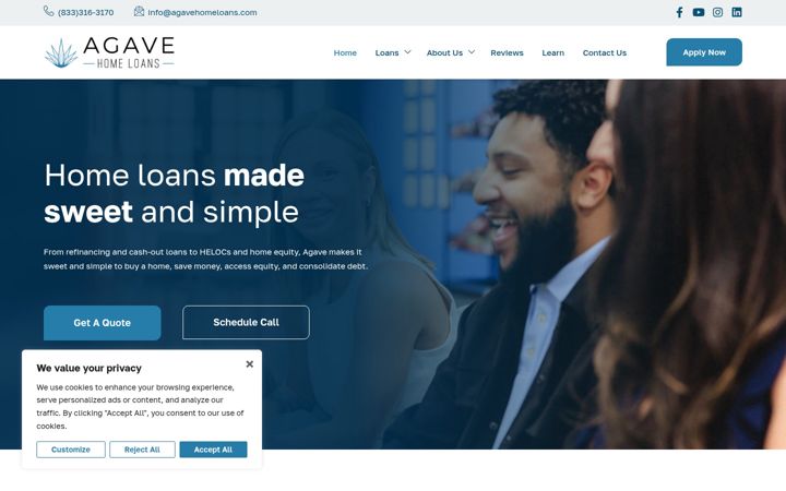 Screenshot von agavehomeloans.com