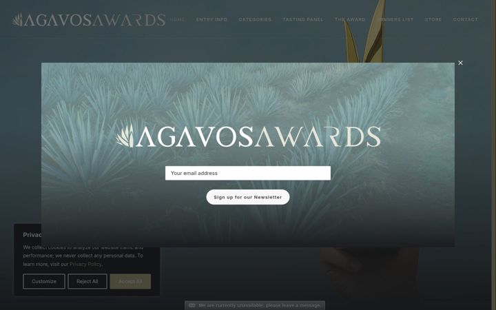 Captură de ecran a agavosawards.com