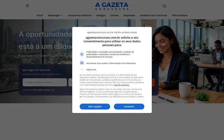 Screenshot of agazetaconcursos.com.br