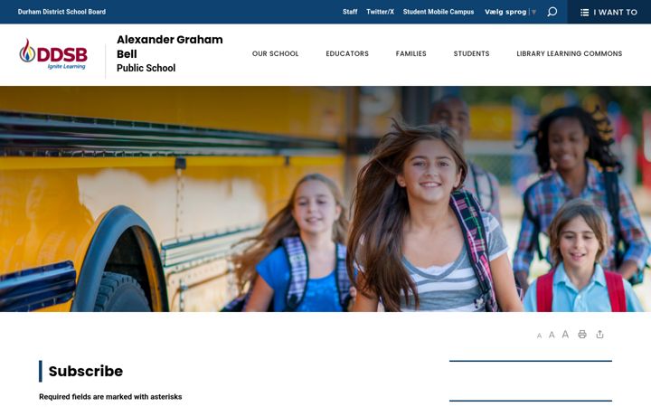 Screenshot of agbell-subscribe.ddsb.ca
