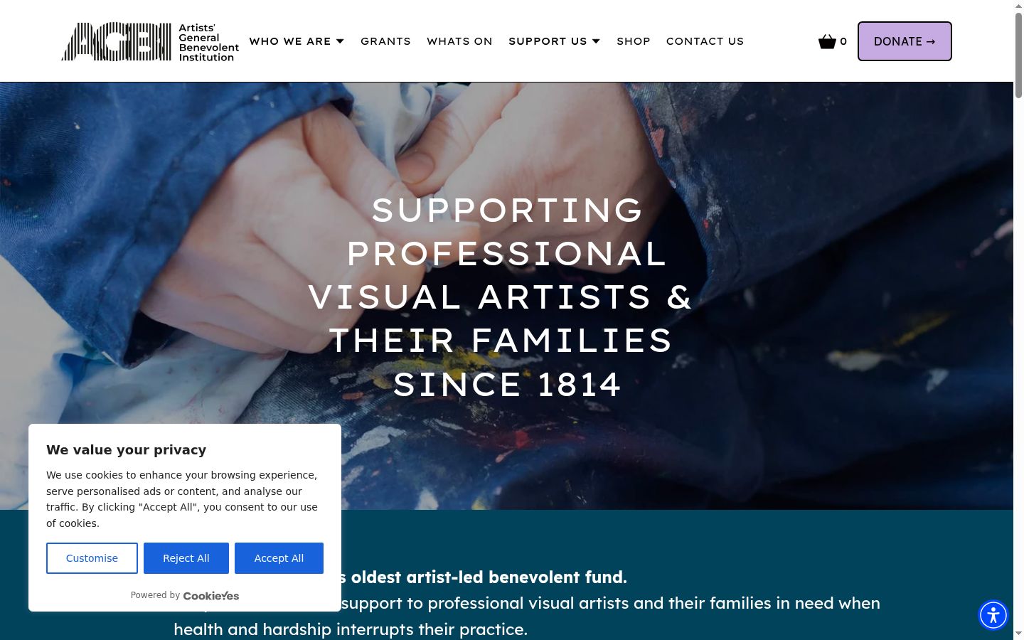 Screenshot of the consent banner shown before any interaction