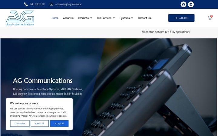 Ekrānuzņēmums no agcloudcommunications.ie