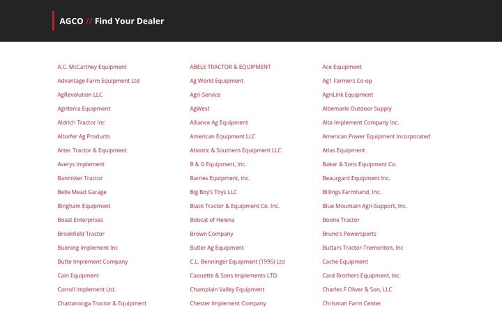 Screenshot of agcoequipment.com