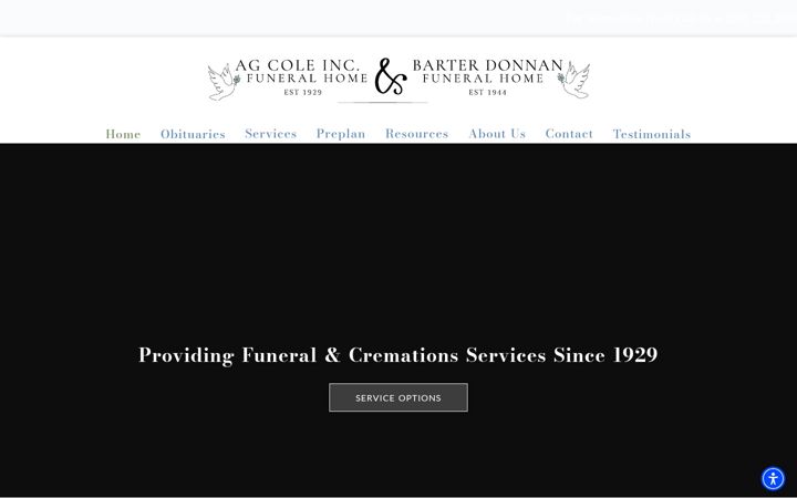 Screenshot of agcolefuneralhome.com