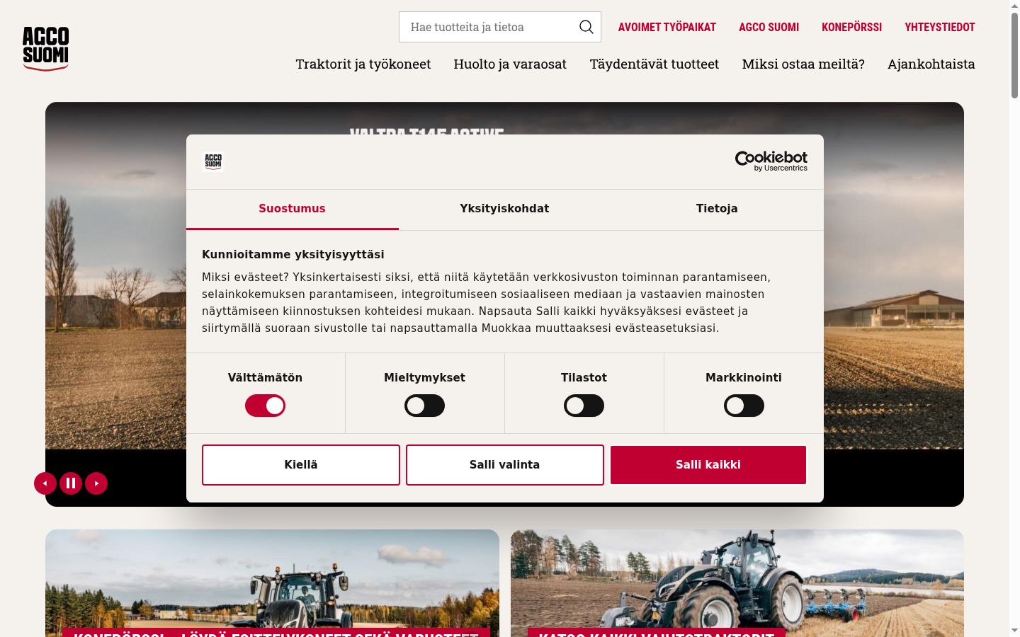 Snímek obrazovky baneru souhlasu zobrazeného před jakoukoli interakcí