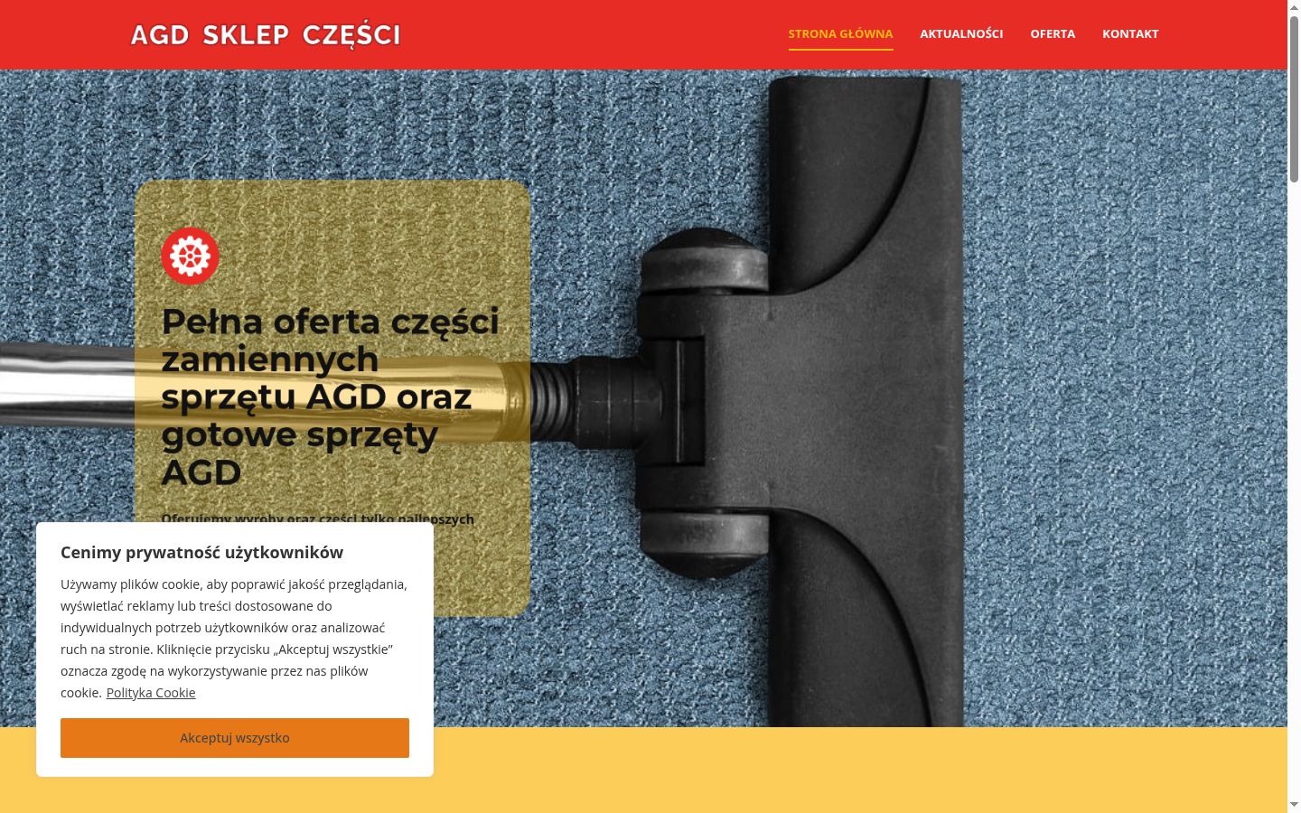 Captura de ecrã do banner de consentimento apresentado antes de qualquer interação
