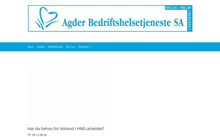 Ekraanipilt saidist agderbedriftshelsetjeneste.no