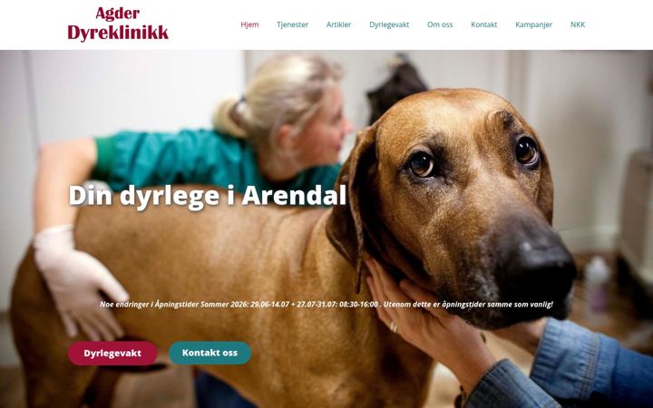 Ekraanipilt saidist agderdyreklinikk.no