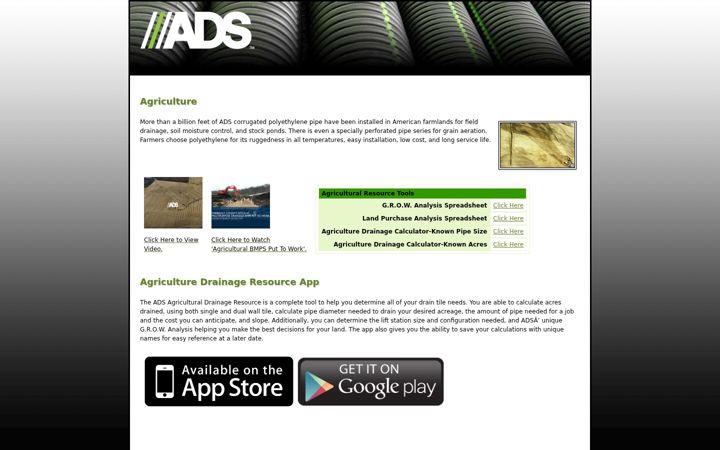 Screenshot of agdrainagecalculator.com