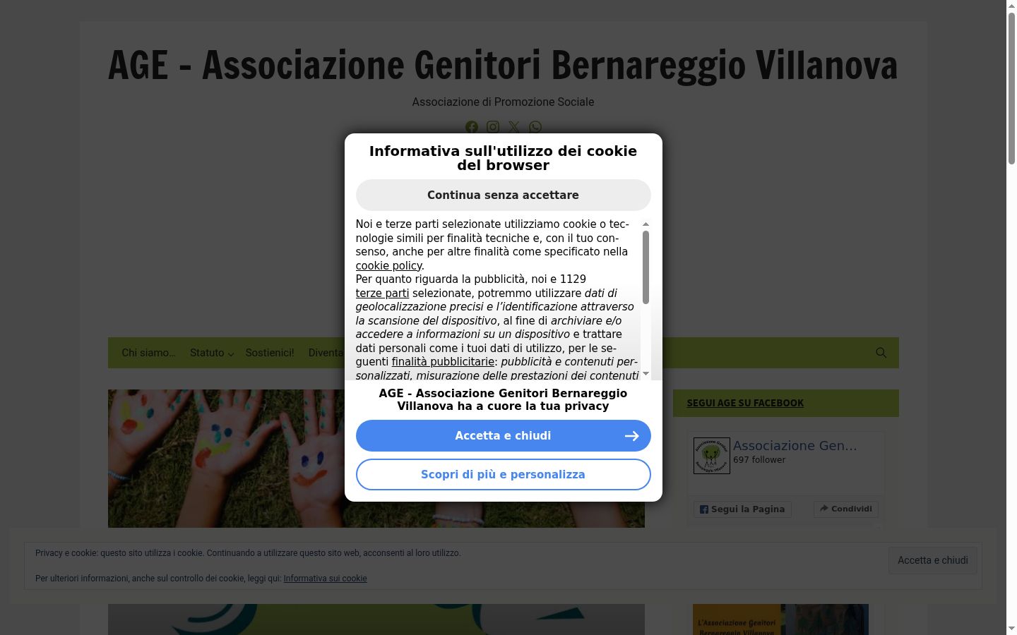 Capture d'écran de la bannière de consentement affichée avant toute interaction