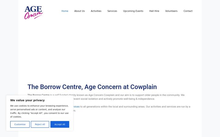 Ekrānuzņēmums no ageconcerncowplain.org.uk