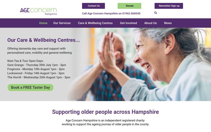 Screenshot of ageconcernhampshire.org.uk