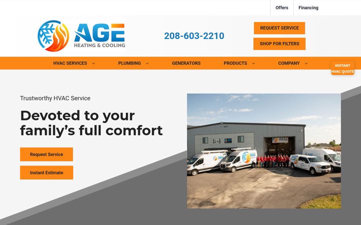 Capture d'écran de ageheatingandcooling.com