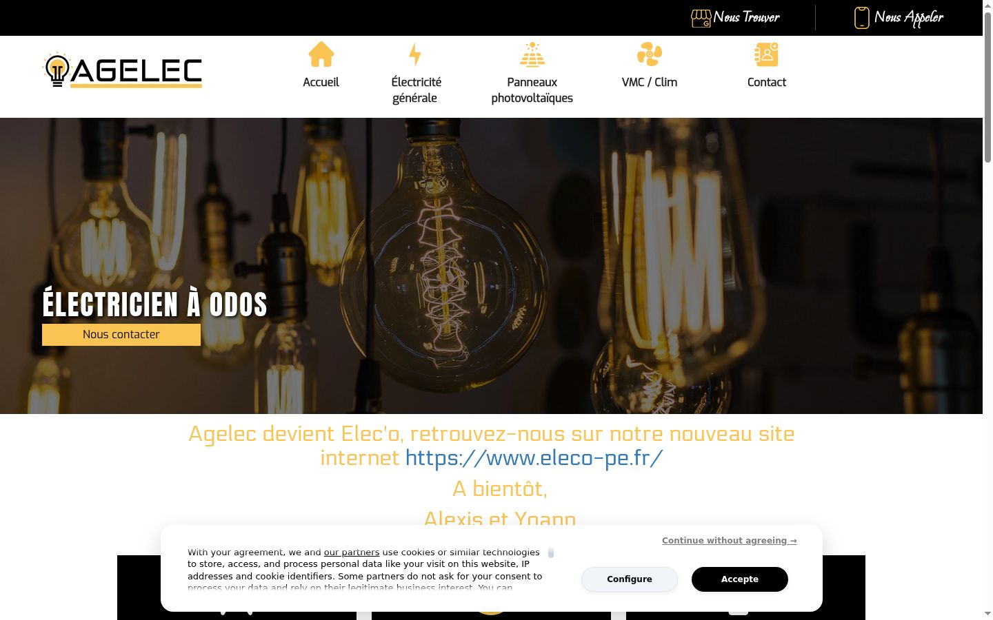 Captura de ecrã do banner de consentimento apresentado antes de qualquer interação