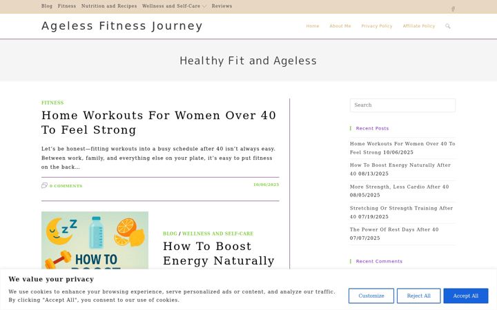 Screenshot of agelessfitnessjourney.com