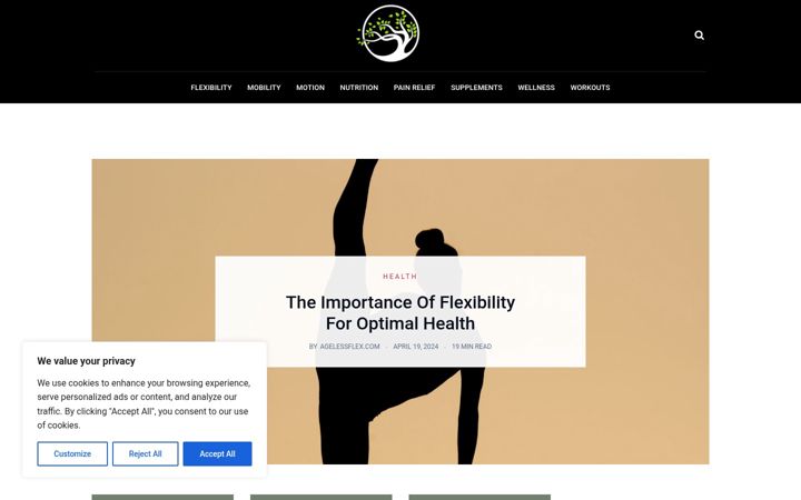 Screenshot of agelessflex.com
