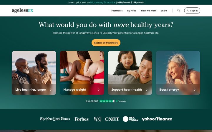 Screenshot of agelessrx.com