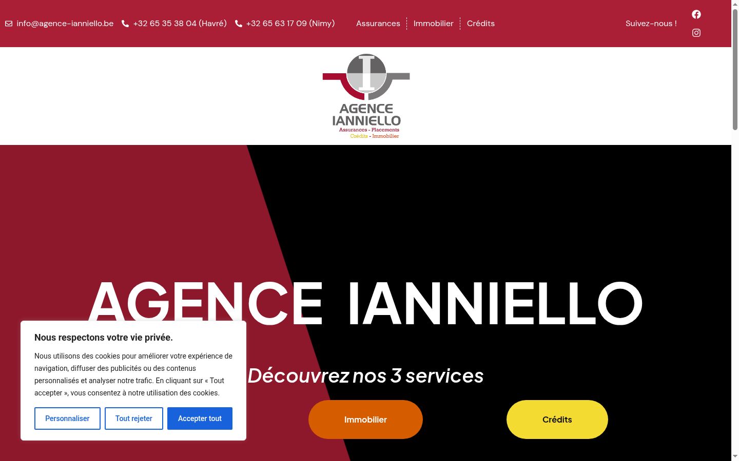 Capture d'écran de la bannière de consentement affichée avant toute interaction