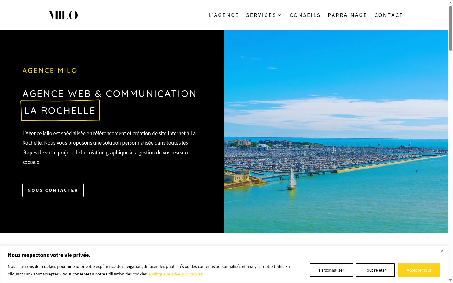 Capture d'écran de la bannière de consentement affichée avant toute interaction