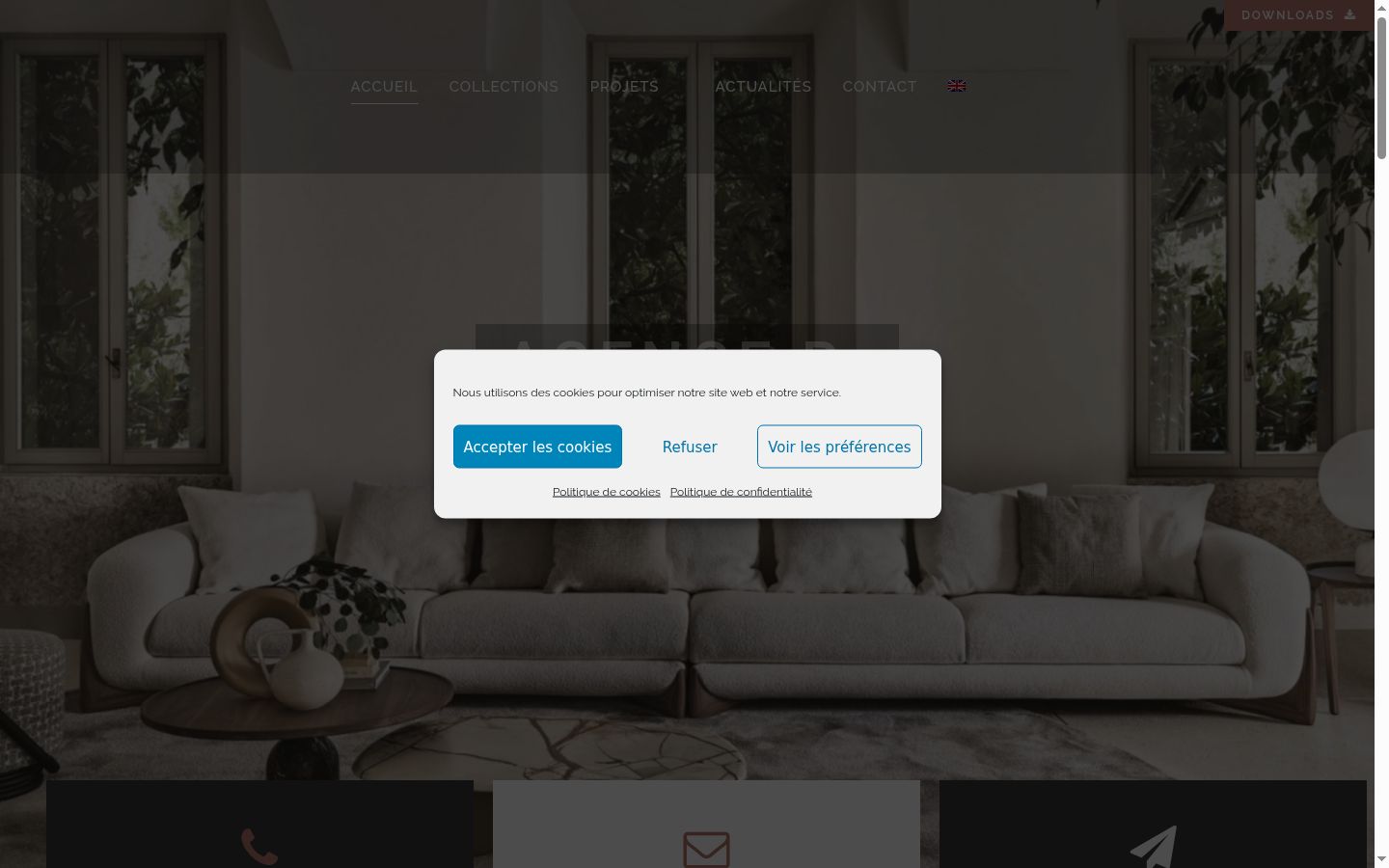Capture d'écran de la bannière de consentement affichée avant toute interaction