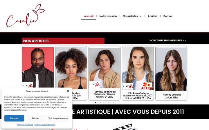 Screenshot of agencecaralie.com