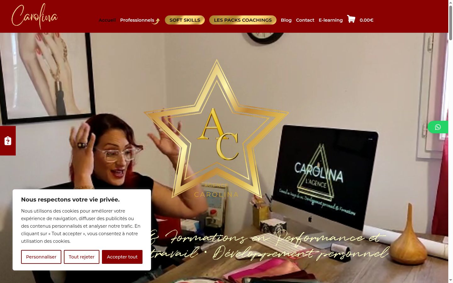 Capture d'écran de la bannière de consentement affichée avant toute interaction