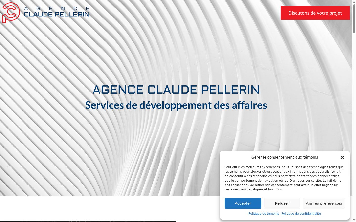 Capture d'écran de la bannière de consentement affichée avant toute interaction