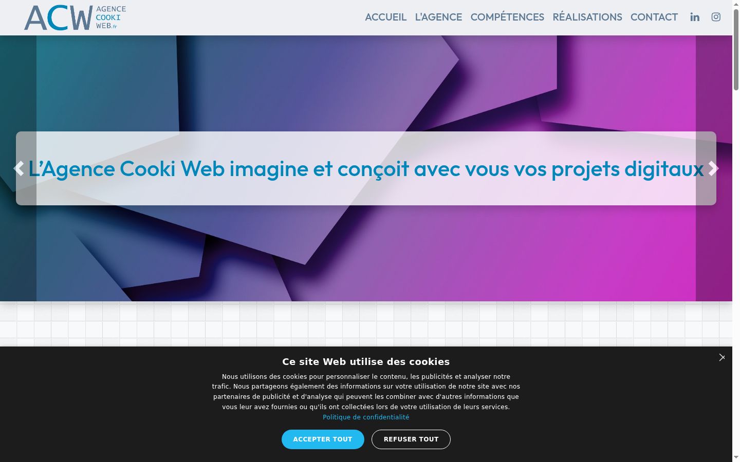 Screenshot del banner di consenso mostrato prima di qualsiasi interazione