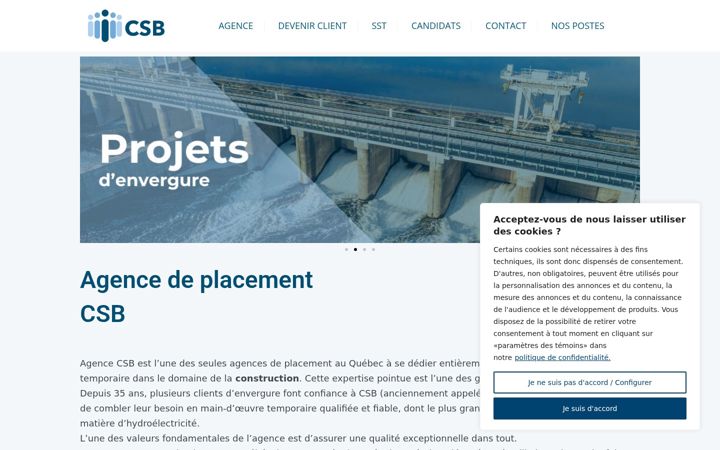 Capture d'écran de agencecsb.com