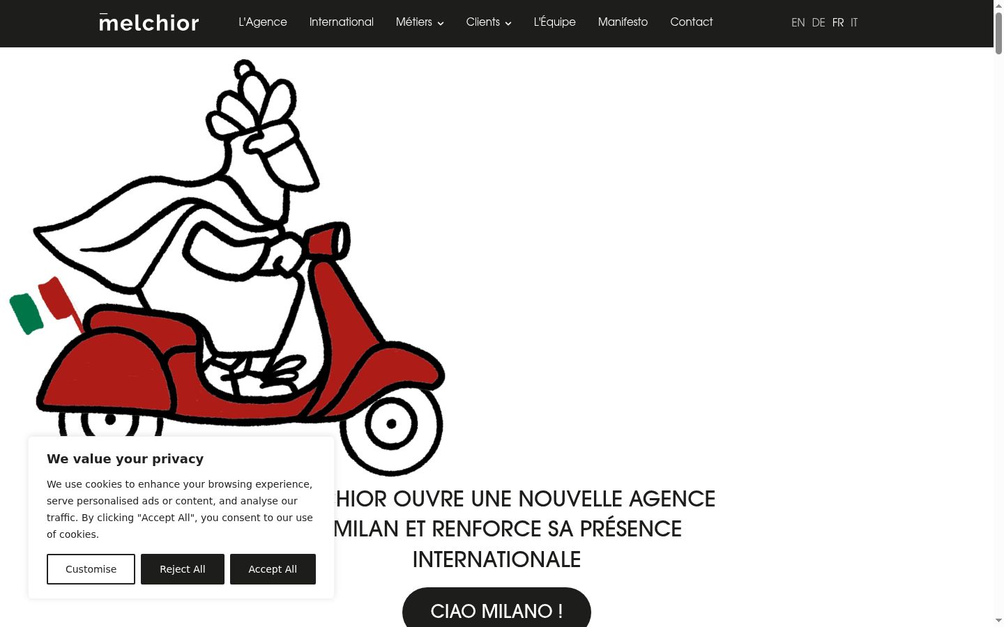 Screenshot del banner di consenso mostrato prima di qualsiasi interazione