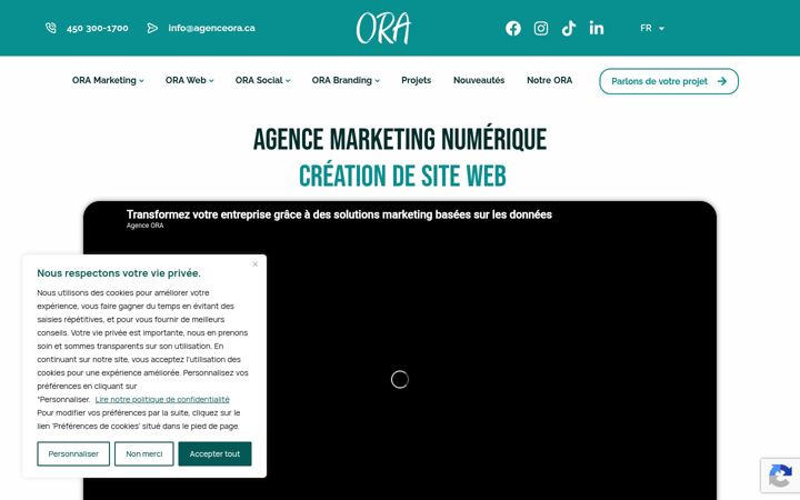 Skærmbillede af agenceora.ca