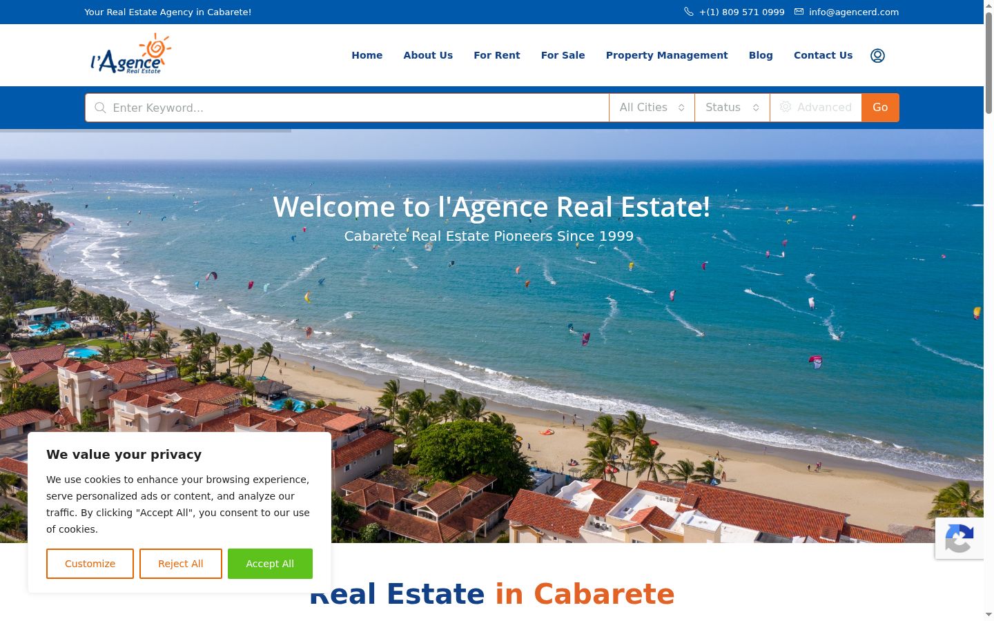 Screenshot of the consent banner shown before any interaction