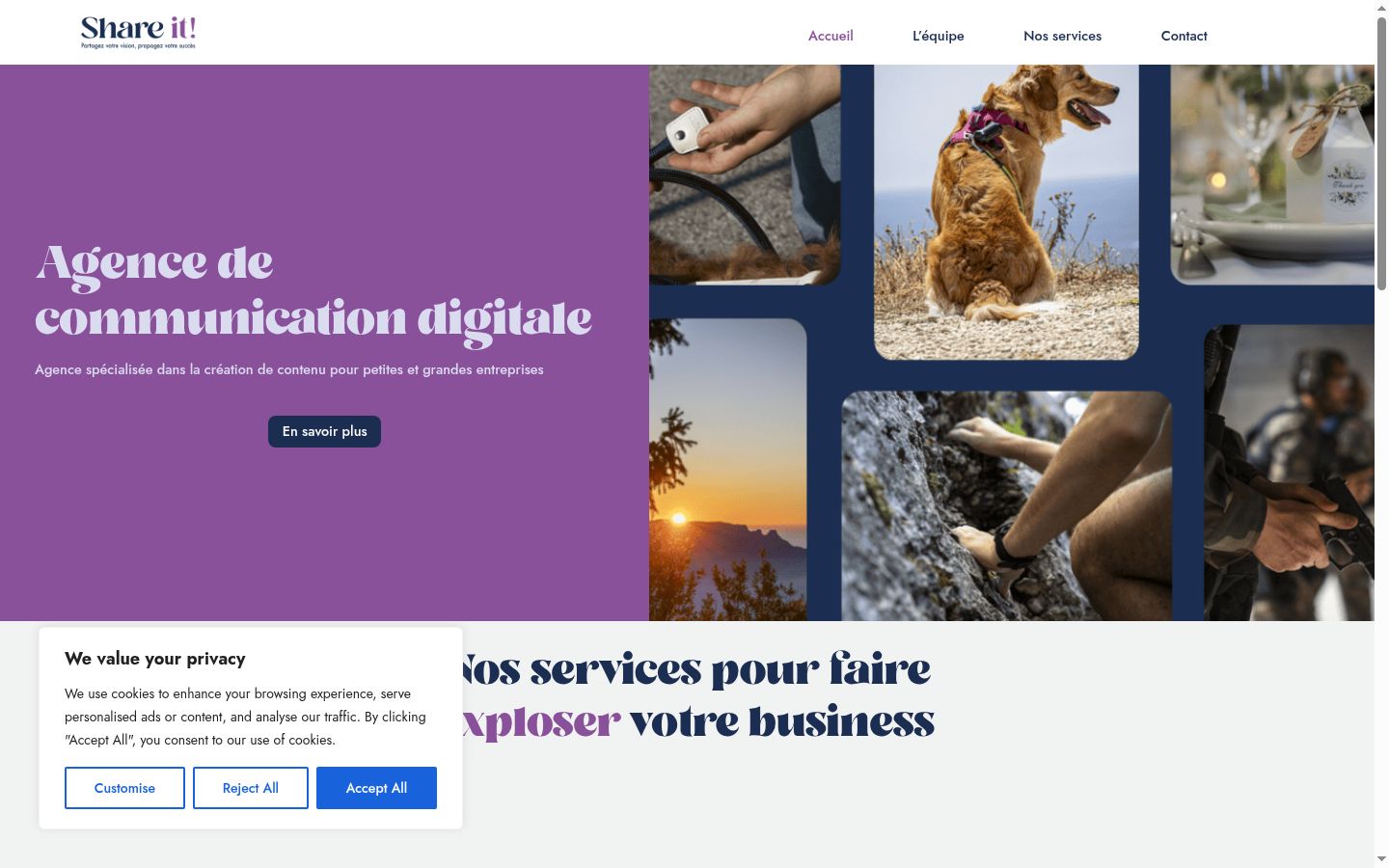 Capture d'écran de la bannière de consentement affichée avant toute interaction