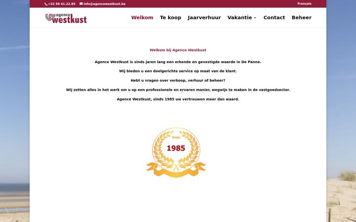 Screenshot of agencewestkust.eu