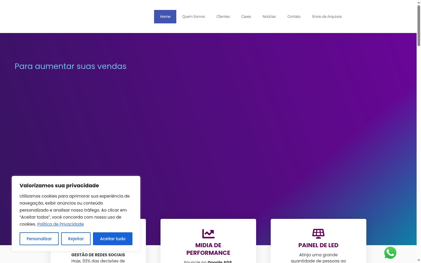 Screenshot del banner di consenso mostrato prima di qualsiasi interazione