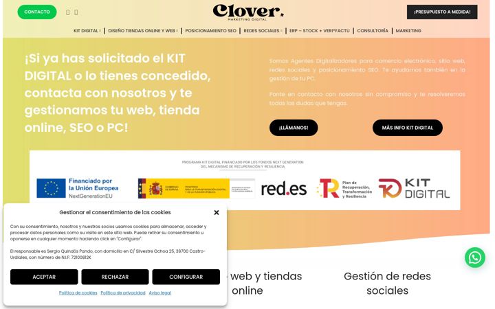Posnetek zaslona agenciaclover.com