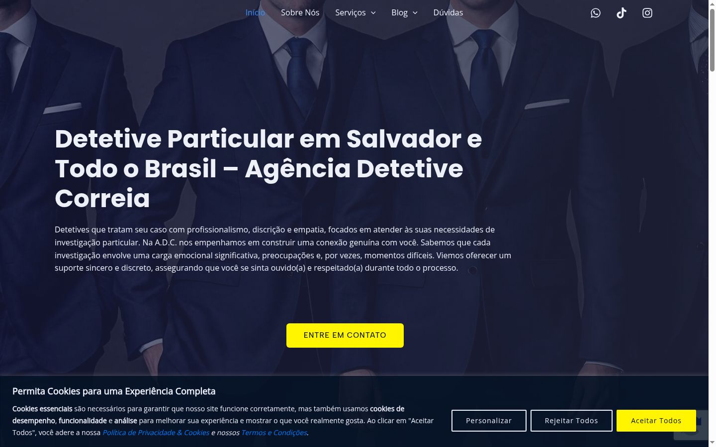Captura de pantalla del banner de consentimiento mostrado antes de cualquier interacción