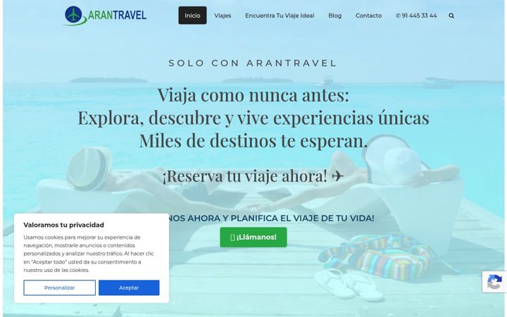 Screenshot of agenciadeviajesarantravel.com