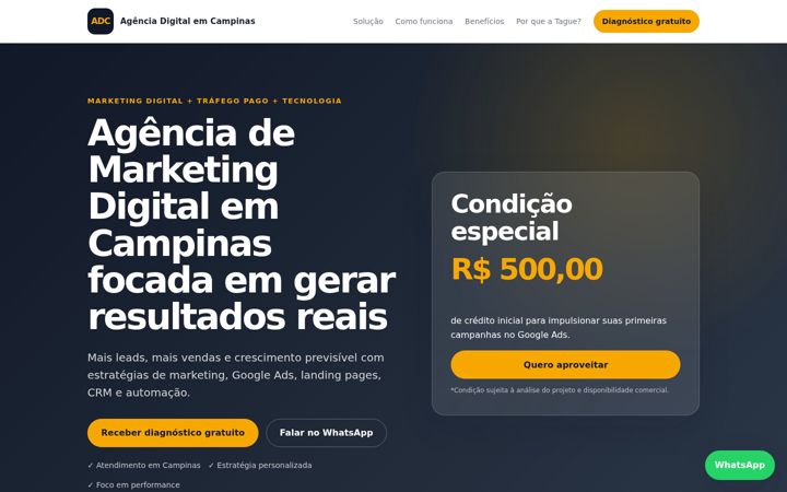 Skærmbillede af agenciadigitalemcampinas.com.br